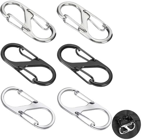 6PCS Luggage Locks Set, Stainless Steel Carabiner Clips, Essential Anti-Theft Bag Accessories with Carabiner Clips and Zipper Pulls for Traveling, Backpacking, Tent, Purse, and Luggage 