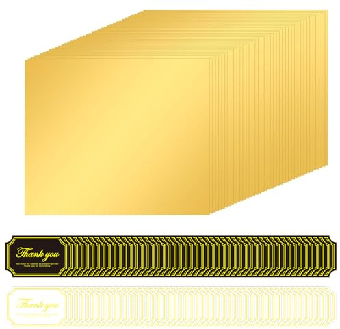 100 Stück Schokoladen Verpackung Kommt mit 100 Aufklebern, 15cm×15cm Schokoladenverpackung Gold Verpackung, Schokoladen Papier für Schokolade, Alufolie Gold Geeignet für DIY Schokoladendekoration