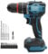 Cordless Screwdriver, 18 V Cordless Drill Compatible with Makita 18V Battery, 80 Nm Torque Max, 2 Gear, 25+1 Torque Levels, 10 mm Drill Chuck, LED Light for DIY and Drill Walls, Wood, Metal