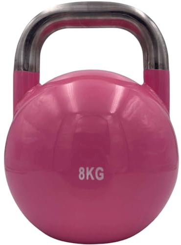 Kettlebell, Competition Style, Professional Grade Steel, Chrome Handle, Multi-Coloured, Indoor/Outdoor Training (8, Kilograms)