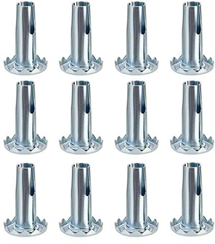 Skelang 12 Pcs Caster Sockets, Metal Castor Stem Sleeve, Wheel Socket Furniture Insert for Stem Casters, Grip Ring Caster, Chair Legs, Wooden Furniture Replacement