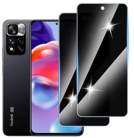 Hirshen [2 Pièces] Anti-Espion Verre Trempé pour Redmi Note 11 Pro+ 5G, Confidentialité Protecteur d'Écran Verre,Anti Rayures, 9H Dureté,Sans Bulles