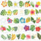 HOWAF 72 Palmenblätter Temporäre Tattoos Hibiskusblüten Tattoo, Glitzer Hibiskus Blumen Aufkleber Fake Tattoo Sticker Tattoos Erwachsene für Hawaii Deko Hawaii Party Deko Mitgebsel Kindergeburtstag