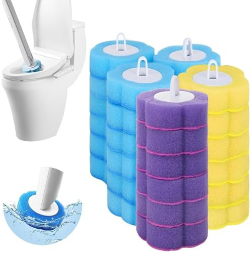 18 PCS Disposable Toilet Brush Refills, Toilet Brush Head Replacement, 3 Layer Sponge Refills Head Bowl Buddy Toilet Cleaner for Bathroom Floor Drain Hand-Washing Basin (Without Handle)