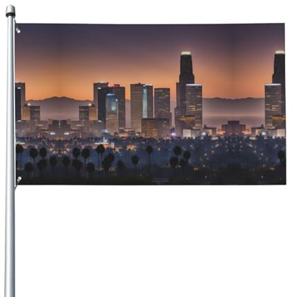 Los Angeles Skyline Gartenflagge, langlebig, dekorative Flagge für den Außenbereich, Hofflagge für den Außenbereich, Urlaubsdekoration