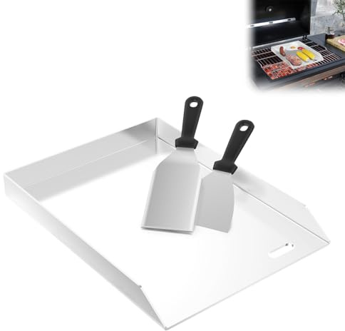 LZQ Piastra in acciaio inox, 30 x 40 x 4 cm, Plancha in acciaio inox, per barbecue a gas e a carbone, spessore 4 mm, accessorio per barbecue per barbecue, con spatola per barbecue e grattugiatrice