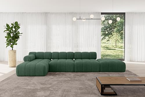 ALTDECOR Modulares Sofa Ecksofa in L-Form Corner modular Sofa Eckcouch Couch Wohnlandschaft Cauchsofa Polstersofa Lizur-L2-380x160x70 cm Grün