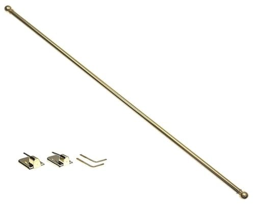 DécoProfi Messing Vitragenstange NOBLESSE 100 cm Ø 7 mm, poliert, ausziehbar inkl. Schraubhaken und Klebehaken