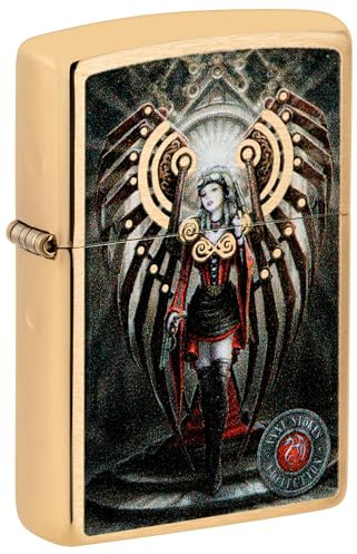 Zippo Windproof Lighter, Anne Stokes Collection Design – Brushed Brass, Colour Image – Refillable, Reusable, Windproof Design – Comes in Gift Box – Made in USA