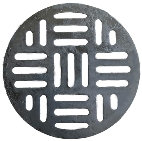 Griglia di Scarico Rotonda in Ghisa, Chiusino Pozzetto Tombino, Resistente Griglia di Scolo, Filtro di Scarico Esterno per Cortile, Vialetto, Giardino(45cm/18in)