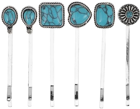 NUOBESTY 6 Pièces Pince Cheveux Turquoise Décorative Ornements Cheveux Femmes Accessoires Fleuris Épingle Vintage