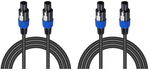 HWIREUIGT 2X Speakon Cable 6ft Profesional 18Guage Macho A Macho Cable de Audio con Twist Lock para DJ Altavoz y Amplificador