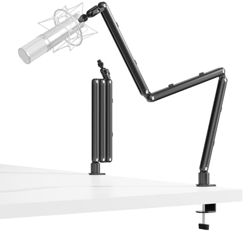 Deekec Mikrofon Arm, Microphone Boom Arm Auf/Ab voll verstellbar Mikrofonarm Ständer Halterung mit hoher Kompatibilität, für Gaming, podcast, Aufnahme, 24 cm +24 cm +24 cm (Black)