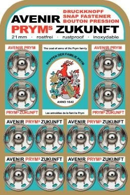 Prym Druckknöpfe zum Aufnähen, Messing, 21 mm, silberfarben