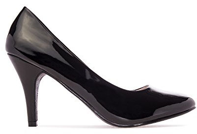Andres Machado Elegante Pumps aus Lacklederimitat für Damen und Mädchen mit 9,5 cm Absatz High-Heels AM422 In verschiedenen Farbvariationen, Schwarz Lack, 43 EU