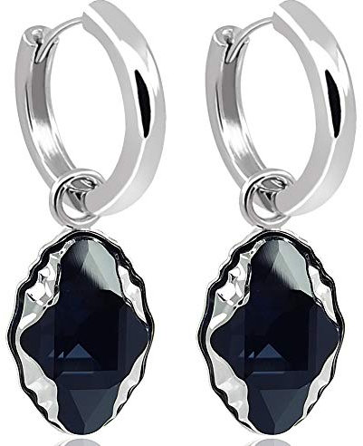Creolen mit Kristalle von Swarovski 925 Sterling Silber Schwarz Ohrhänger NOBEL SCHMUCK