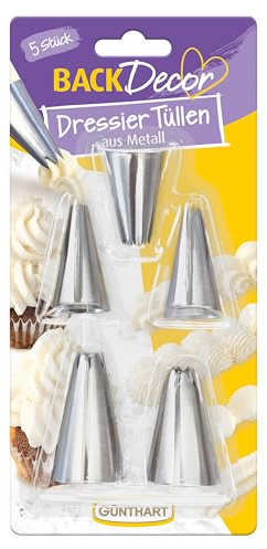 Günthart BackDecor | Spritztüllen Set | Sterntülle | Blumentülle | Rundtülle | Metall