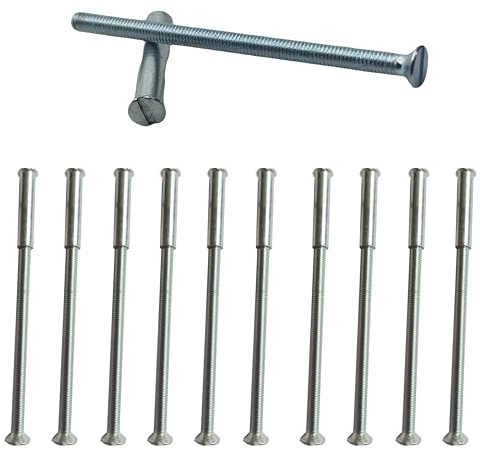M3 x 50mm Door Handle Through Bolts Slotted Sleeve Silver – Pack of 10 | M3 × 50mm male-to-female slotted bolt set. Pack of 10 trade pack. Suits doors up to 40mm. Handle, knob, escutcheon.
