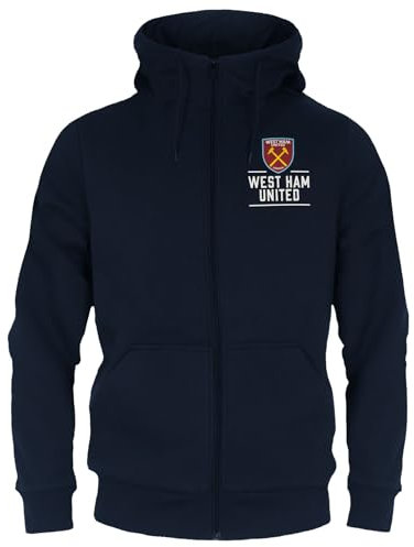 West Ham United FC - Herren Fleece-Sweatjacke mit Reißverschluss - Offizielles Merchandise - Geschenk für Fußballfans - Dunkelblau - XL
