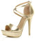Ajvani Womens Ladies mid high Heel Mary Jane Strap Evening Court Shoes Pumps, Gold Metallic, 6 UK