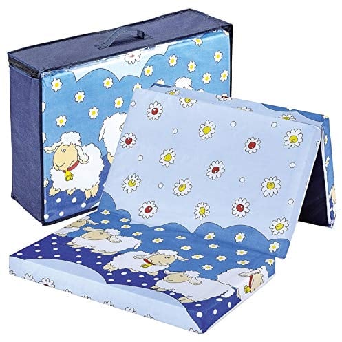Bambini Reisebettmatratze Reisematratze Schäfchen 120x60 | Höhe 6 cm | Klappbar | Bezug abnehmbar und waschbar