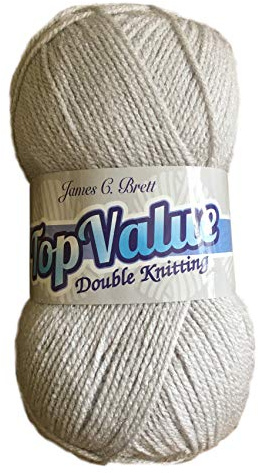James Brett Top Value DK Double Knitting Wool 100% Acrylic Yarn 1 x 100g Ball (Pale Grey - 8458)
