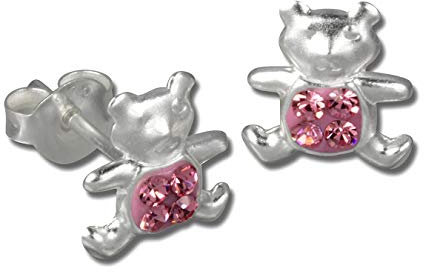 Teenie-Weenie Ohrstecker für Kinder 925 Silber rosa Teddy Ohrringe D3SDO8007A Silber Ohrschmuck für Kinder