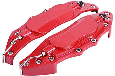 Bremssattel Abdeckung, 2 stücke Auto Aluminium Endlose Bremssattel Schutzfolie für Radnabe 16 in-17in Medium(Red)