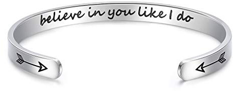 CERSLIMO Friendship Bracelet for Womens - Inspirational Friendship Gifts for Best Friend, Motivational Cuff Bangle Sister Mother Teacher Gifts Bracelet Birthday Christmas Believe In You Like I Do