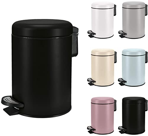 KW Soft Shade Small Round Pedal Bin 3ltr (Black, 3 Ltr)
