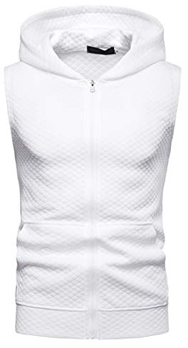 YCUEUST Mens Sleeveless Hoodie Zip Up Sweatshirt Tank Top Hooded