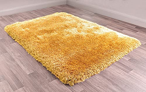 Mayfair Luxuriöser handgetufteter Hochflor-Teppich, einfarbig, glänzend, in Schwarz, Rot, Nerz, Silber, Elfenbein, Mauve, Grün, Grau, Natur, Rosa und Ocker (Ocker, 240 x 340 cm) ))