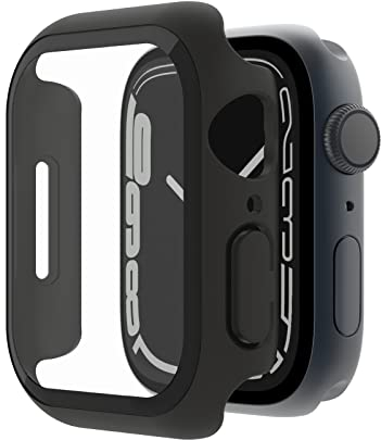 Belkin ScreenForce Apple Watch 40 mm, 41 mm Series 8, SE, 7, 6, 5, 4 Bumper-Case mit integriertem Hartglas-Displayschutz, kratzfest und leicht anzubringen – Schwarz