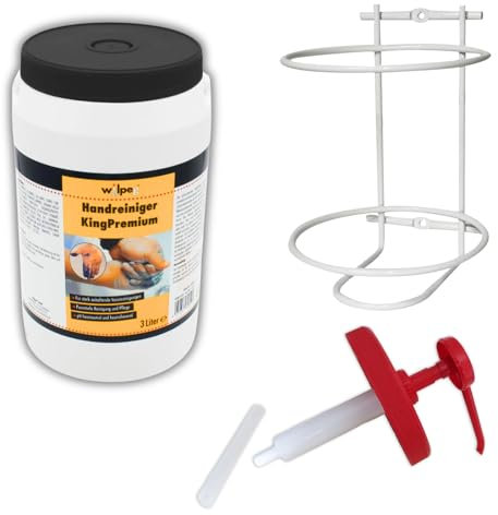 WILPEG Handreiniger 3 Liter - Seife, Waschpaste, Handwaschpaste für extreme Verschmutzungen wie Farbe, Klebstoff, Teer u.v.m. (KingPremium 3L + Spendersystem)