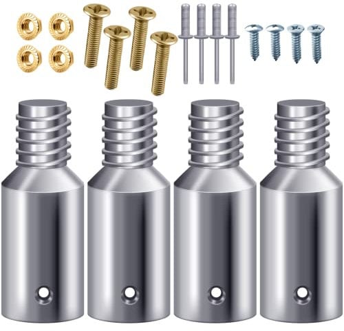 4 Pcs Threaded Tip Replacement Ultra Threaded Tip Repair Kit Mop Handle Pole Handle Replacement Extension for 1 Inch Stick Mop Broom Wood Metal Pole Tail Adapter