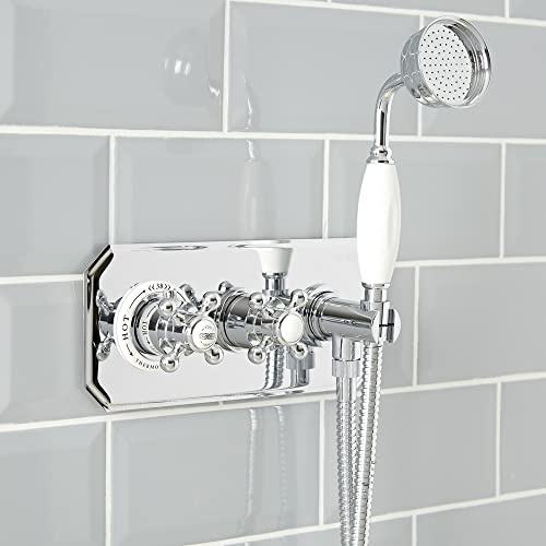 MILANO Thermostatic Mixer Valve Hand Shower Chrome White