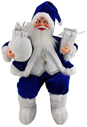 SM SunniMix Décorations De Noël Originales, Figurine Noel, Figurine De Père Noël, Père Noël Figure Père Noël Assis Poupée pour Arbre De Noël Enfant Jouets, Bleu