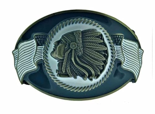 Indianer USA amerikanische Flagge Gürtelschnalle Cowboy Gürtel bronzefarben