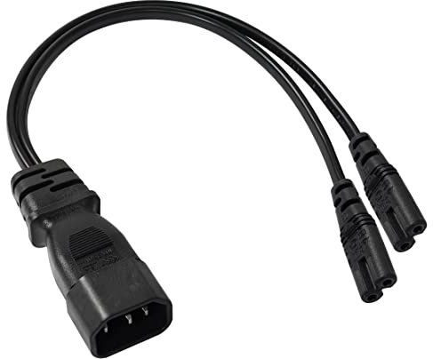YACSEJAO C14 zu Dual C7 Kabel, IEC 320 C14 Stecker zu C7 Y Splitter AC Stromkabel für Drucker, Scanner, etc(1FT/30CM)