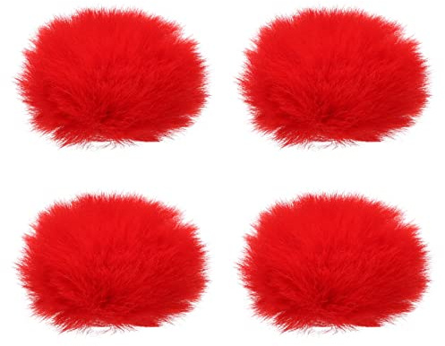 PATIKIL 4Pack Pelzig Mikrofon Windschutz für Innen Draußen 7mmx60mm Rot | Mini Mikrofon Windschutzscheibe, mit Lavalier Mikrofonen