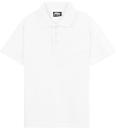 CityComfort Boys Polo Shirt, White Classic Short Sleeve Polo for School or PE - Single or Multipack (White 1 Pack, 5-6 Years)