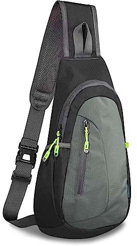 TITECOUGO Small Sling Bag Lightweight Crossbody Bag for Women Rucksack for Men Running Backpack Travel Chest Pack Shoulder Daypack for Gym Work Outdoor Hiking Sports Black/Dark Grey
