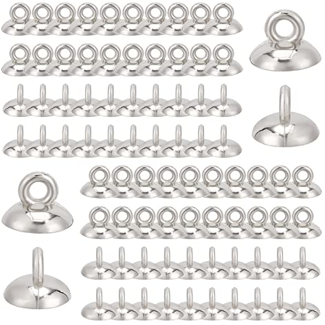 SUNNYCLUE 1 Box 200 Stück Silberperlenkappen 10 mm Perlen Bügelkappen Perlen Endkappen Dangle Charm Connector Round Bail Für Die Schmuckherstellung Halskette Ohrringe Armband Frauen DIY Glaskugel Char