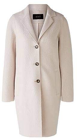 Oui Damen Mantel Mayson Boiled Wool - Reine Schurwolle gerade geschnitten Uni Business, Freizeit, Festlich V-Ausschnitt Reverskragen Schurwolle