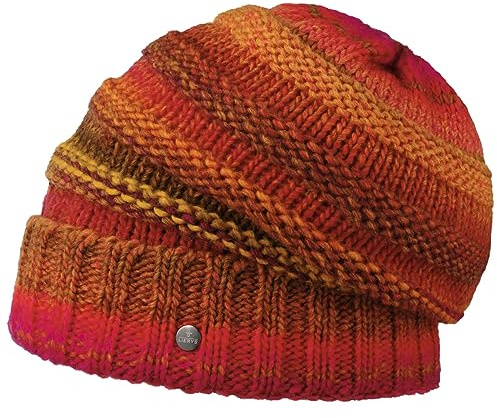 LIERYS Bernardo Oversize Umschlagmütze Winter-Beanie Fleece Schurwollgemisch Unisex Made in Germany Herbst Winter pink-orange One Size