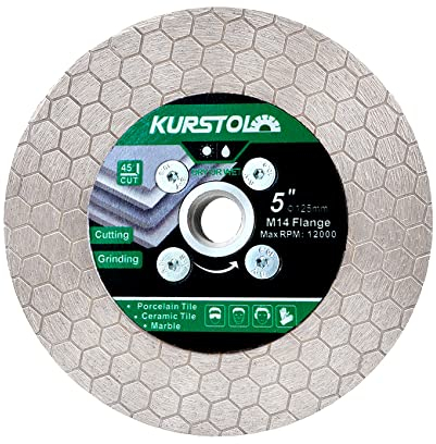 KURSTOL Disco Diamantato - Lama diamantata per taglio abrasivo 125mm X M14 Arbor mola in granito per smussare modellare gres porcellanato piastrelle ceramica granito cemento