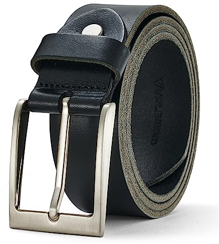VRLEGEND Gürtel Herren Ledergürtel Echt Leder Jeansgürtel Herrengürtel 3.8cm Mit Geschenkbox(Schwarz,105cm)