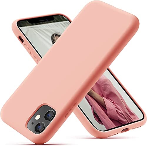 OitiYaa Silicone Case Compatible with iPhone 11 Case 6.1 Inch, Soft Ultra Slim Protective Shockproof Liquid Silicone Phone Case with Anti-Scratch Microfiber Lining,Grapefruit
