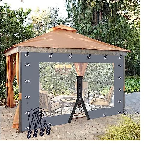 bujnie Outdoor Clear Panel Curtain with Rustproof Grommets 0.5mm Privacy Screen Curtains for Pergola, Porch, Gazebos, Customizable (Color : Clear Gray, Size : 8.5x3m)