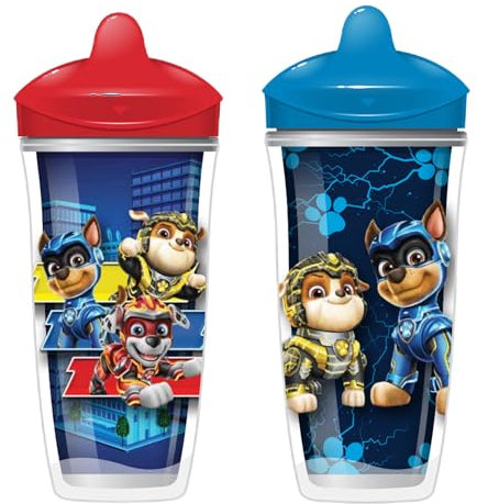 Playtex Baby Sipsters Stage 3 PAW Patrol Spout Cups, Spill-Proof, Leak-Proof, Break-Proof - Red & Blue, 9 Oz, 2 Count